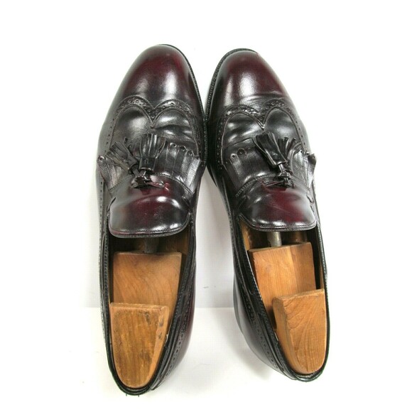 Johnston & Murphy Aristocraft  Burgundy Kilted Tassel Loafers Mens Size US 10 D - Picture 11 of 12